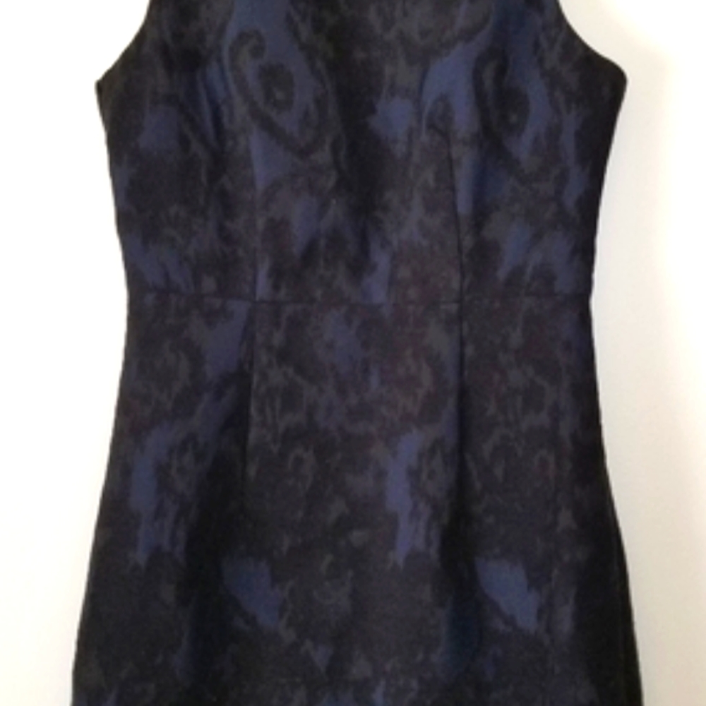 H&M Blue & Black Fitted Tapestry Design Cocktail Dress - Picture 5 of 8